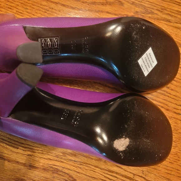 Gucci Purple Genuine Leather Round Toe Side Logo Shoes Pumps Heels - Picture 11 of 16